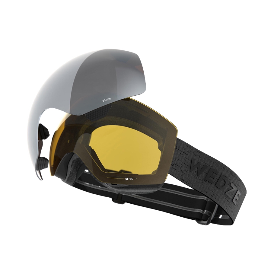 推荐商品：Decathlon/迪卡侬 G900 球面 防雾 防风 双镜片 护目 滑雪眼镜 8789872