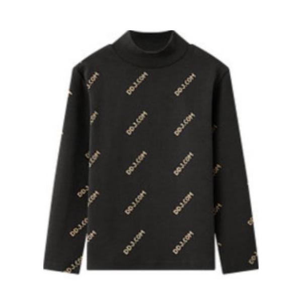 推荐商品：多多家童装 保暖半高领加厚满印长袖T恤男童 5867B0218 黑