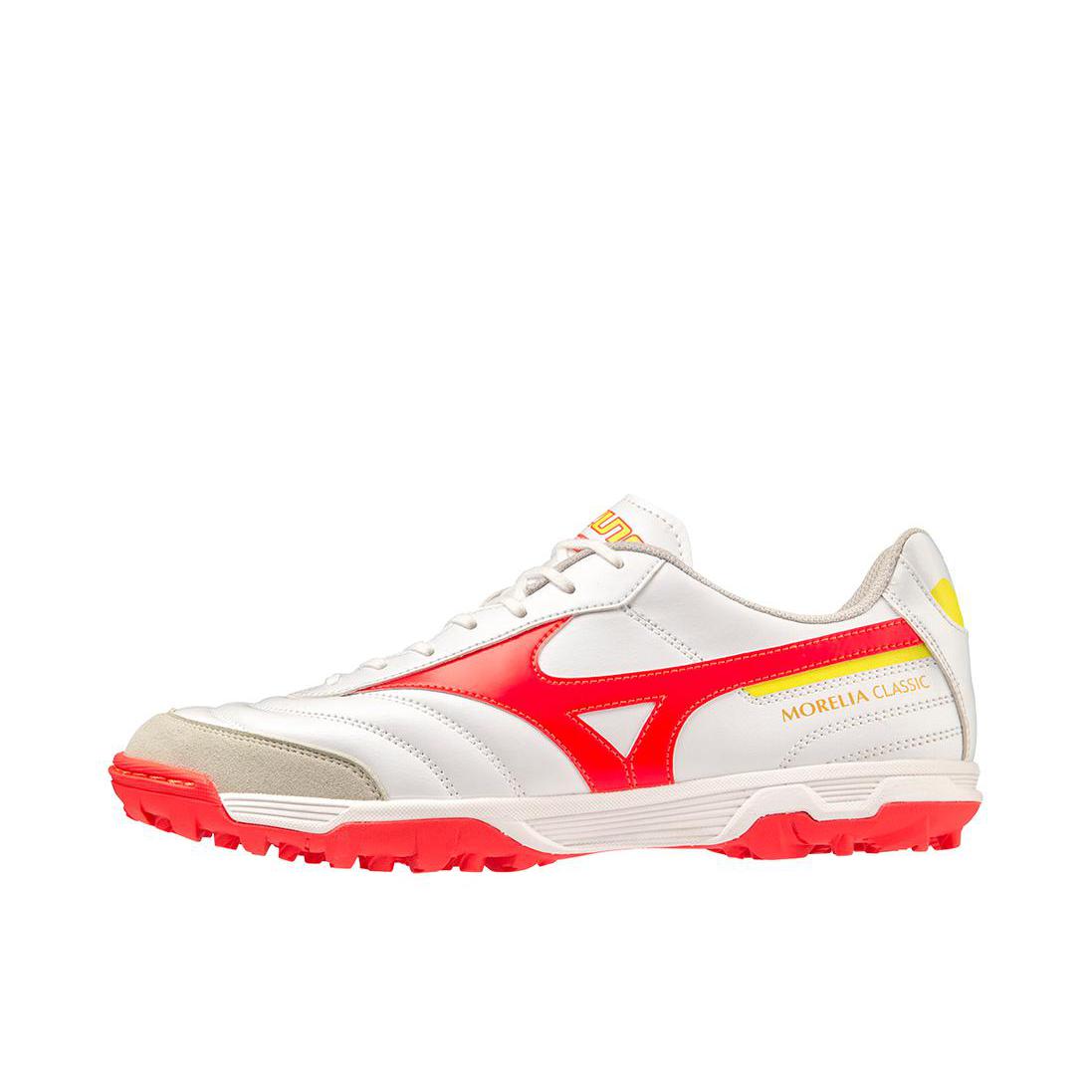 推荐商品：Mizuno/美津浓 Morelia Sala Classic TF 防滑耐磨 舒适减震 碎钉 胶质 足球鞋 白色/橙色