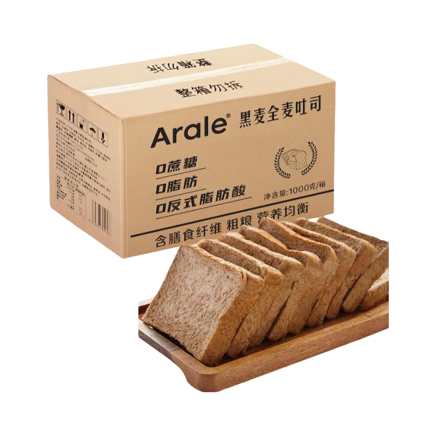 推荐商品：Arale 全麦吐司 1000g 箱装 黑麦