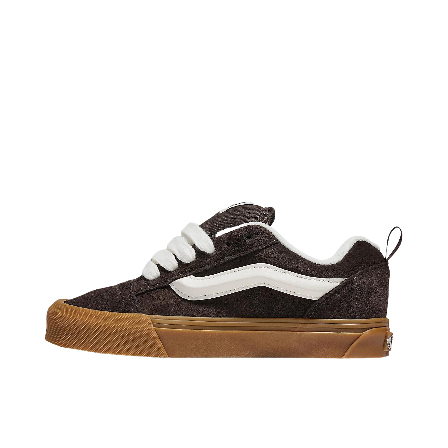 推荐商品：Vans/范斯 Knu-Skool 板鞋 面包鞋 滑板鞋 复古美式时尚防水支撑贴合圆头 白色/深棕色 