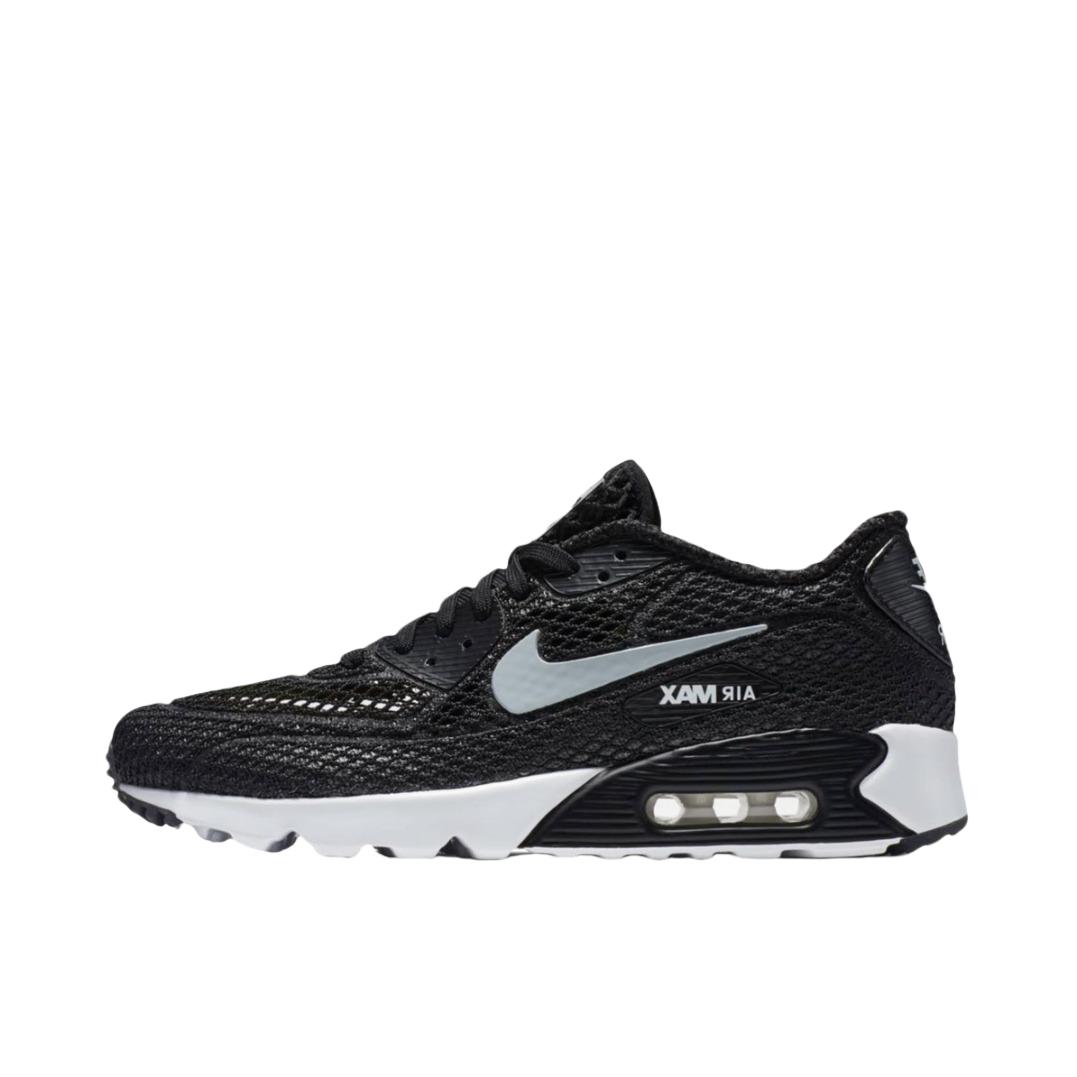 推荐商品：Nike Air Max 90 Ultra 跑鞋 气垫缓震防滑耐磨舒适轻便百搭简约运动网布低帮贴合 Black Volt 黑银网眼
