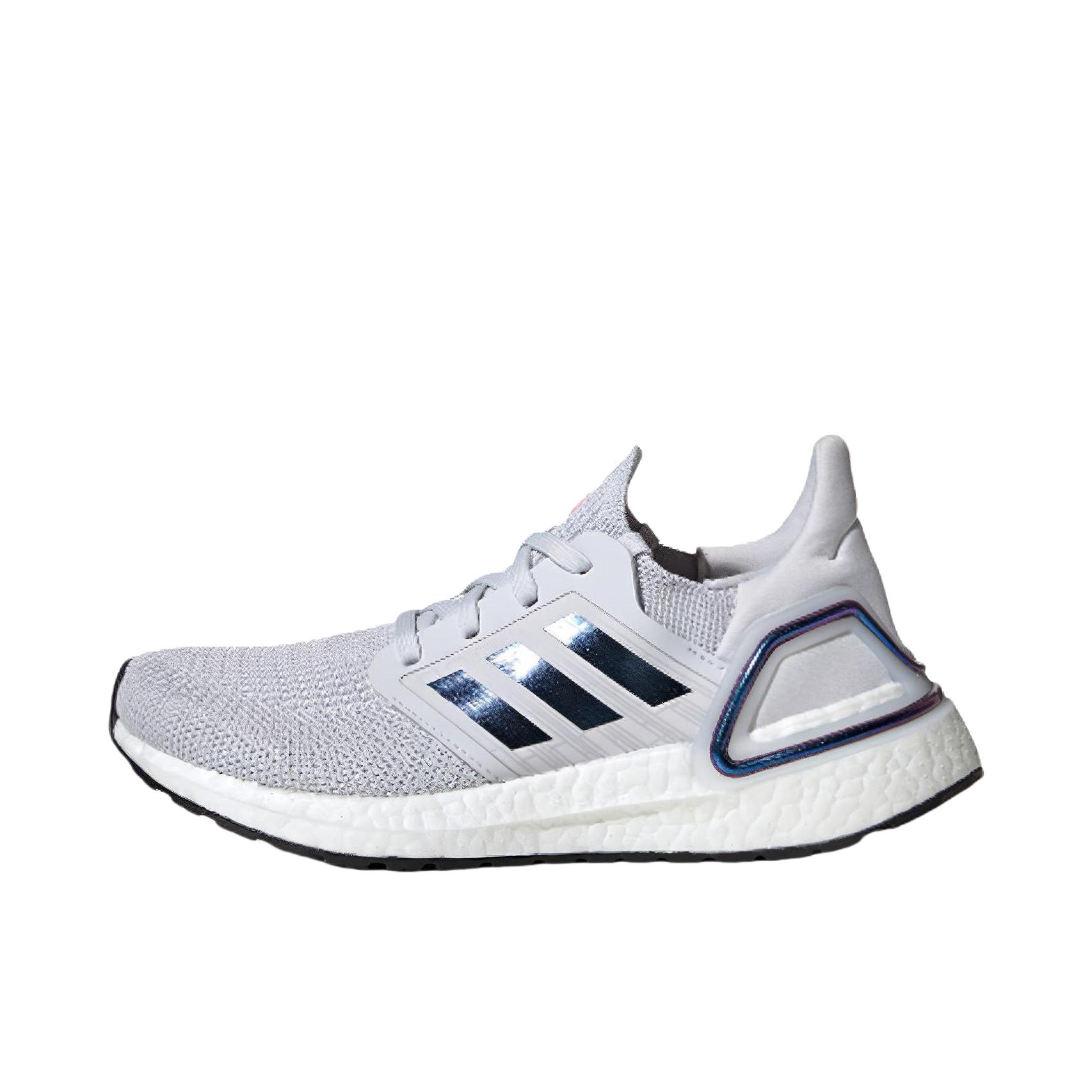 推荐商品：adidas UltraBoost 2020 经典UB 跑鞋 织物缓震回弹抗扭转圆头轻运动 大童/灰色/白色/紫色