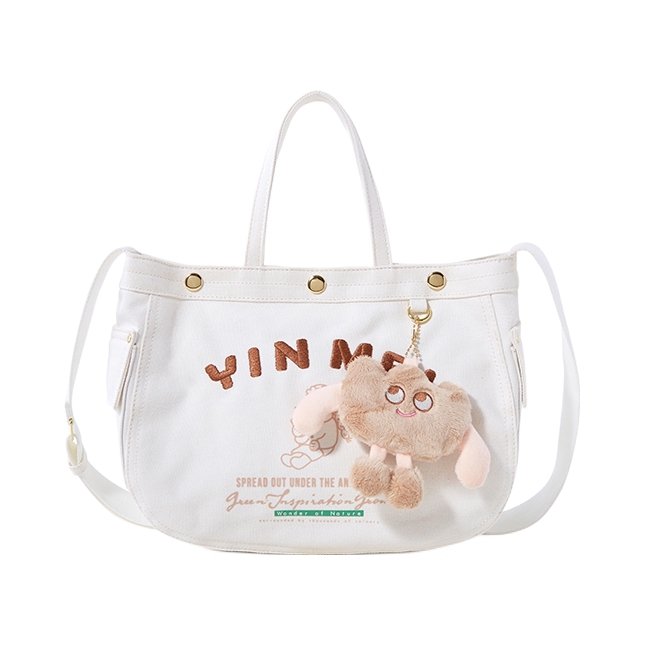 推荐商品：YMEET 大号百搭通勤刺绣磁扣开合大学生上课尼龙布托特包购物袋书包斜挎包电脑包单肩包手提包