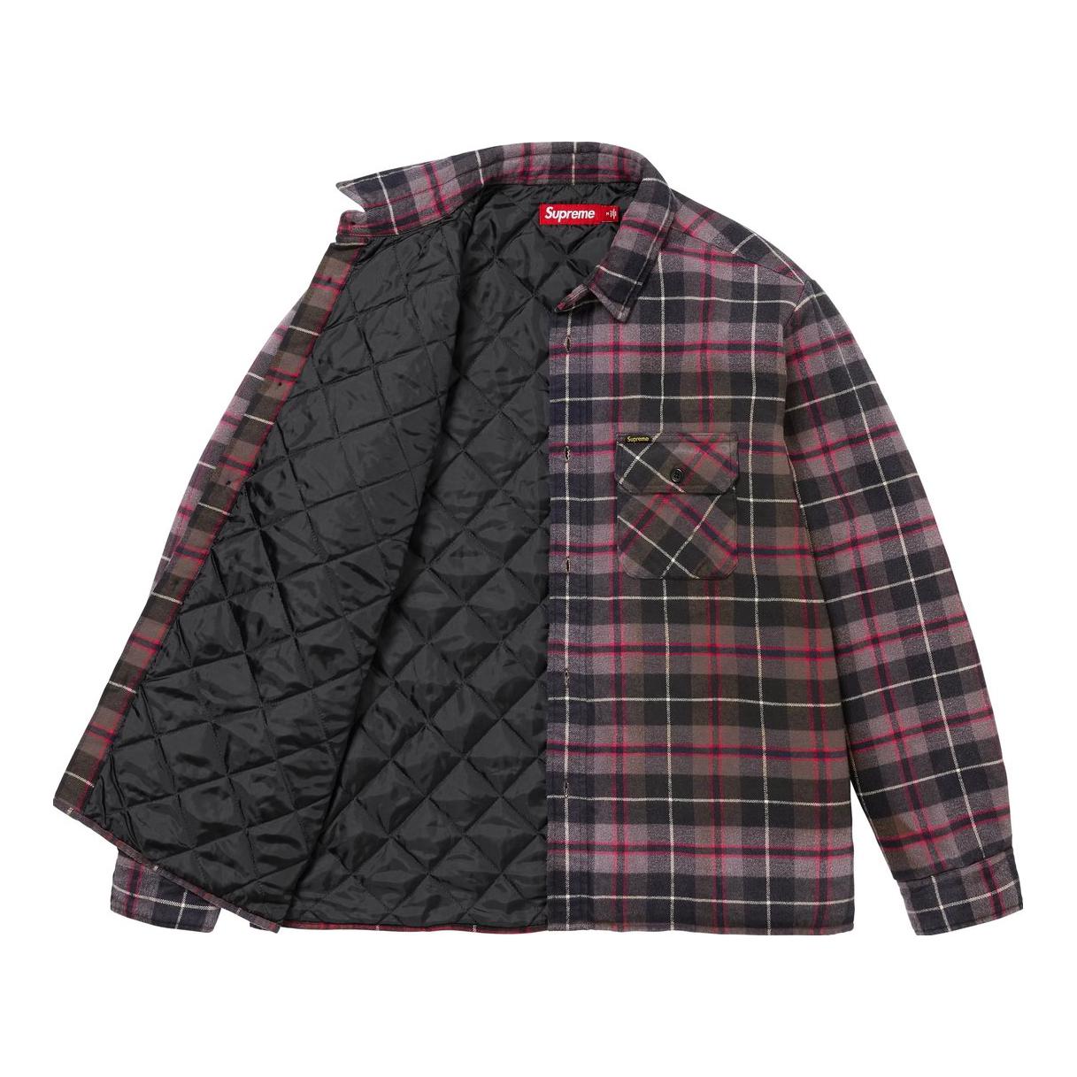 Supreme 方格落肩袖纽扣尖领长袖衬衫 男女同款 SUP-FW24-103 灰