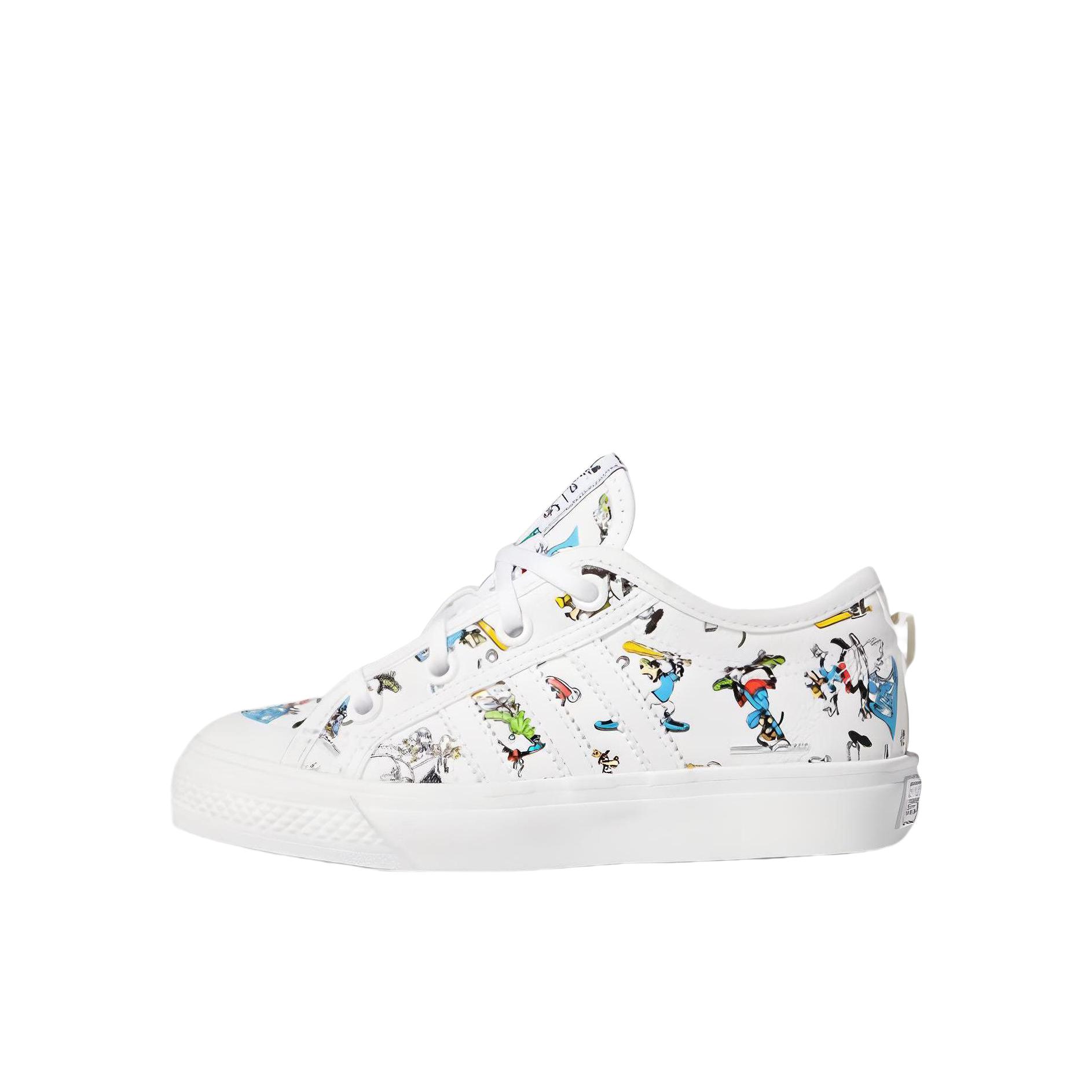推荐商品：adidas Originals Nizza 防滑耐磨 童鞋 小童/迪士尼联名/高飞/白色/蓝绿
