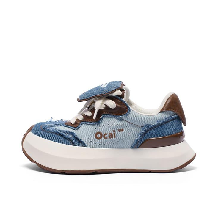 推荐商品：Ocai Cloud Runner 运动休闲鞋 面包鞋 云朵鞋 圆头系带厚底增高复古防滑 女款/牛仔蓝/棕色