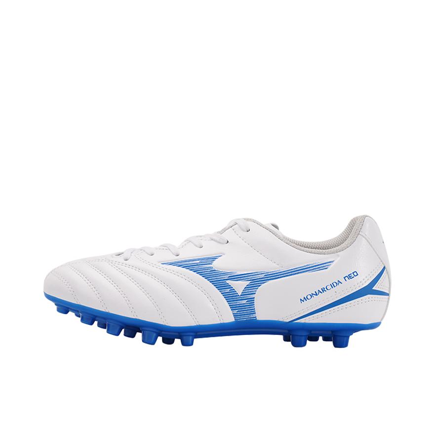 推荐商品：Mizuno/美津浓 Monarcida Neo III Select AG 中端 胶质短钉 减震耐磨 轻便百搭 圆头 足球鞋 大童/白色/浅蓝色