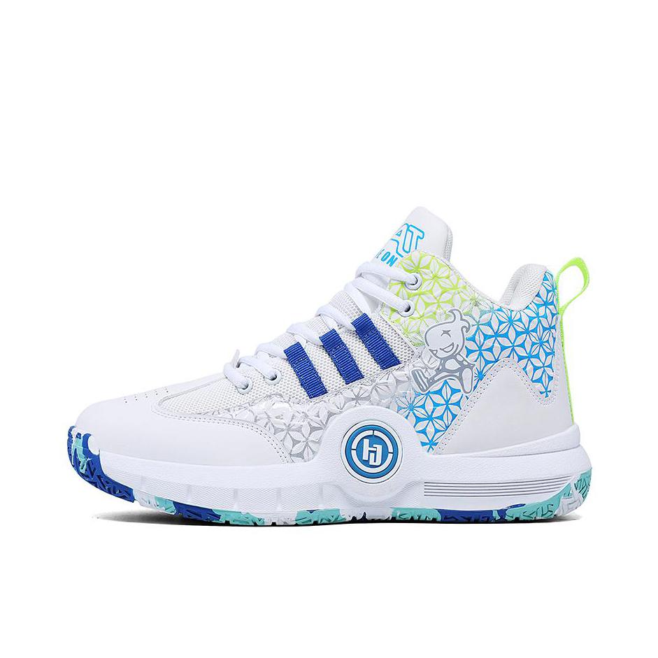 推荐商品：黑鲸 多巴胺 实战 运动 减震 篮球鞋 HJ056 白色/蓝色