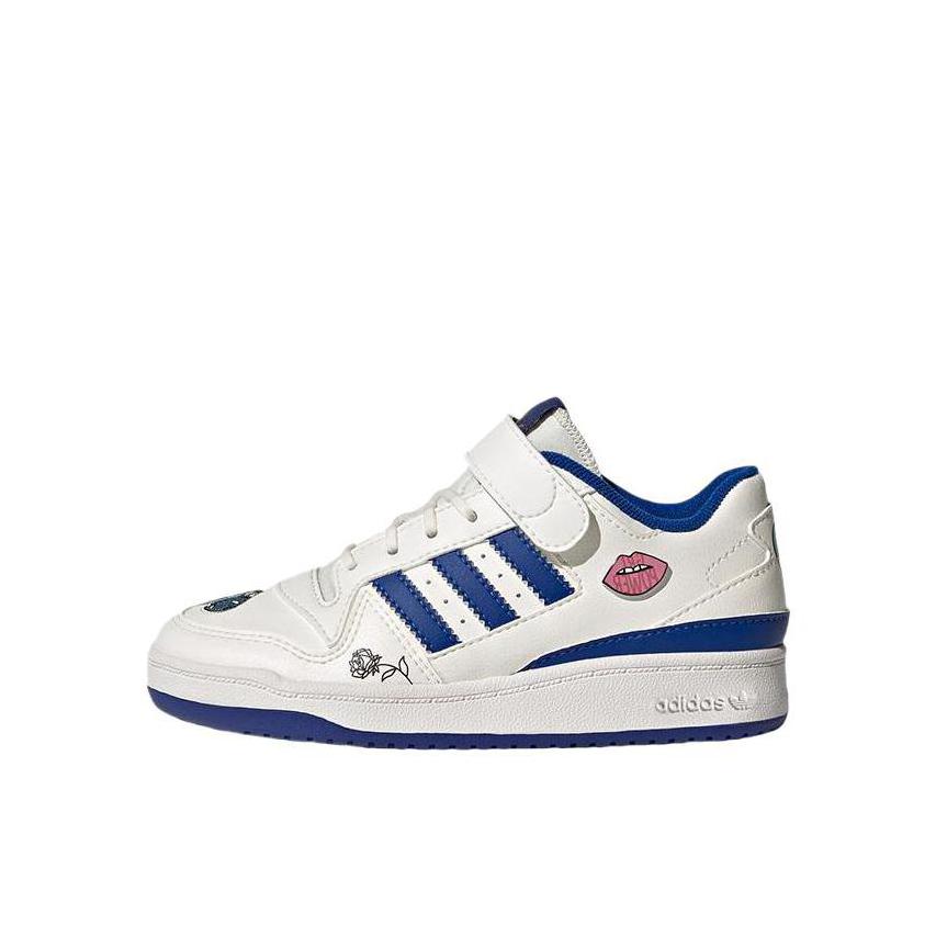 推荐商品：adidas Originals Forum 时尚经典 休闲运动 舒适透气 防滑耐磨 轻便百搭 魔术贴 板鞋儿童 小童/白色/蓝色/粉色