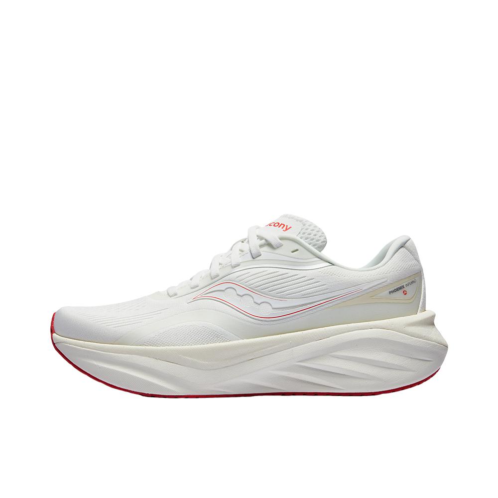 推荐商品：Saucony/索康尼 Phoenix Inferno 4 火鸟 缓震 轻便回弹 网面透气 稳定支撑 防滑 慢跑 跑鞋 白色/红色