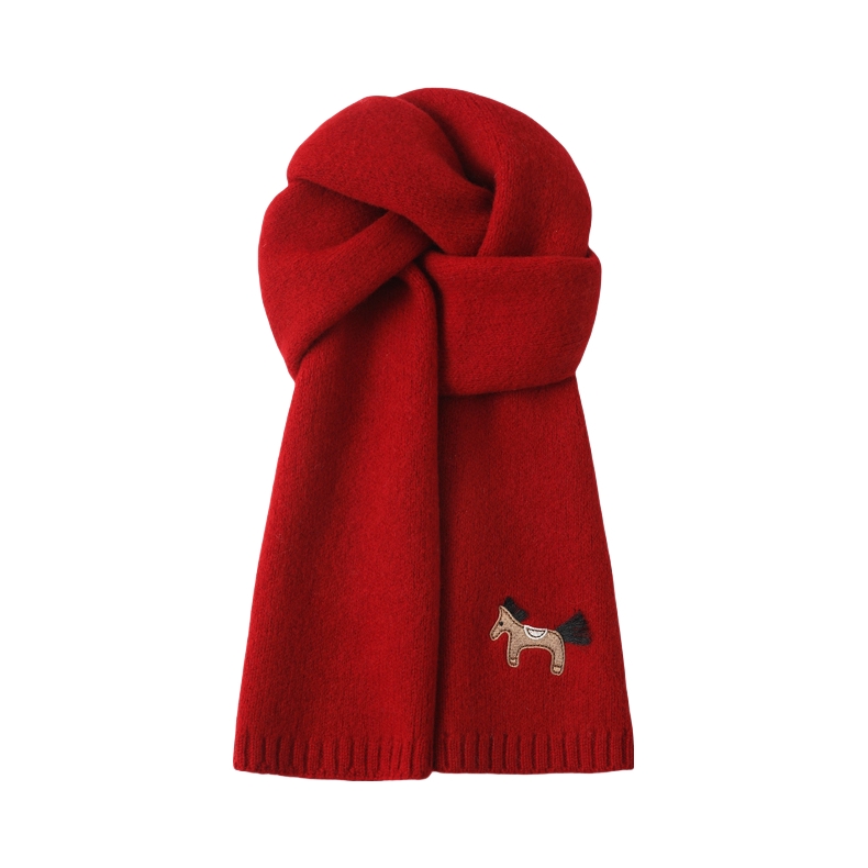 推荐商品：FREE RABBIT II 24AW小马刺绣保暖加厚纯羊毛绒线围巾 24FRB2055