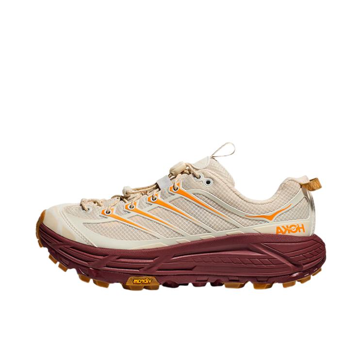 推荐商品：HOKA ONE ONE Mafate Three 2 越野跑鞋 防滑耐磨舒适缓震圆头百搭简约时尚 香草色/深红色