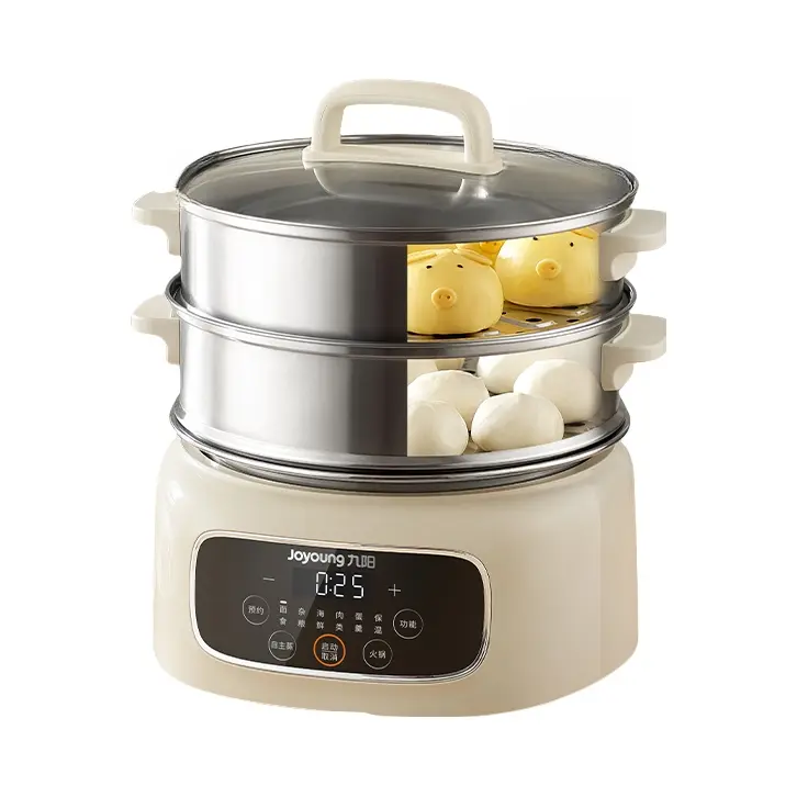 推荐商品：Joyoung/九阳 DZ135HG-GZ581 电蒸锅 15.5L 多功能大容量 智能预约 可拆洗 蒸煮一体 蒸螃蟹 蒸包子 分体式 蒸煮炖 全钢 自动断电 好清洗