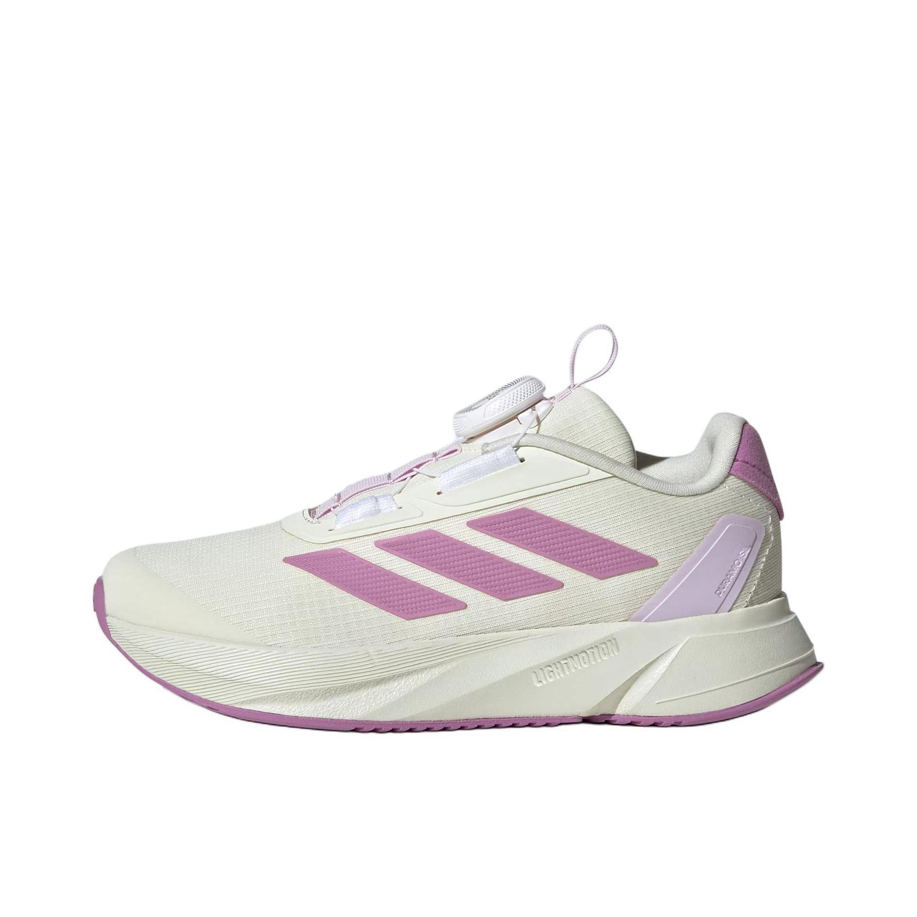 推荐商品：adidas Duramo SL 防滑耐磨 轻便 网面透气 舒适百搭 旋转按钮 运动鞋儿童 大童/象牙白/紫色/冰晶浅紫色