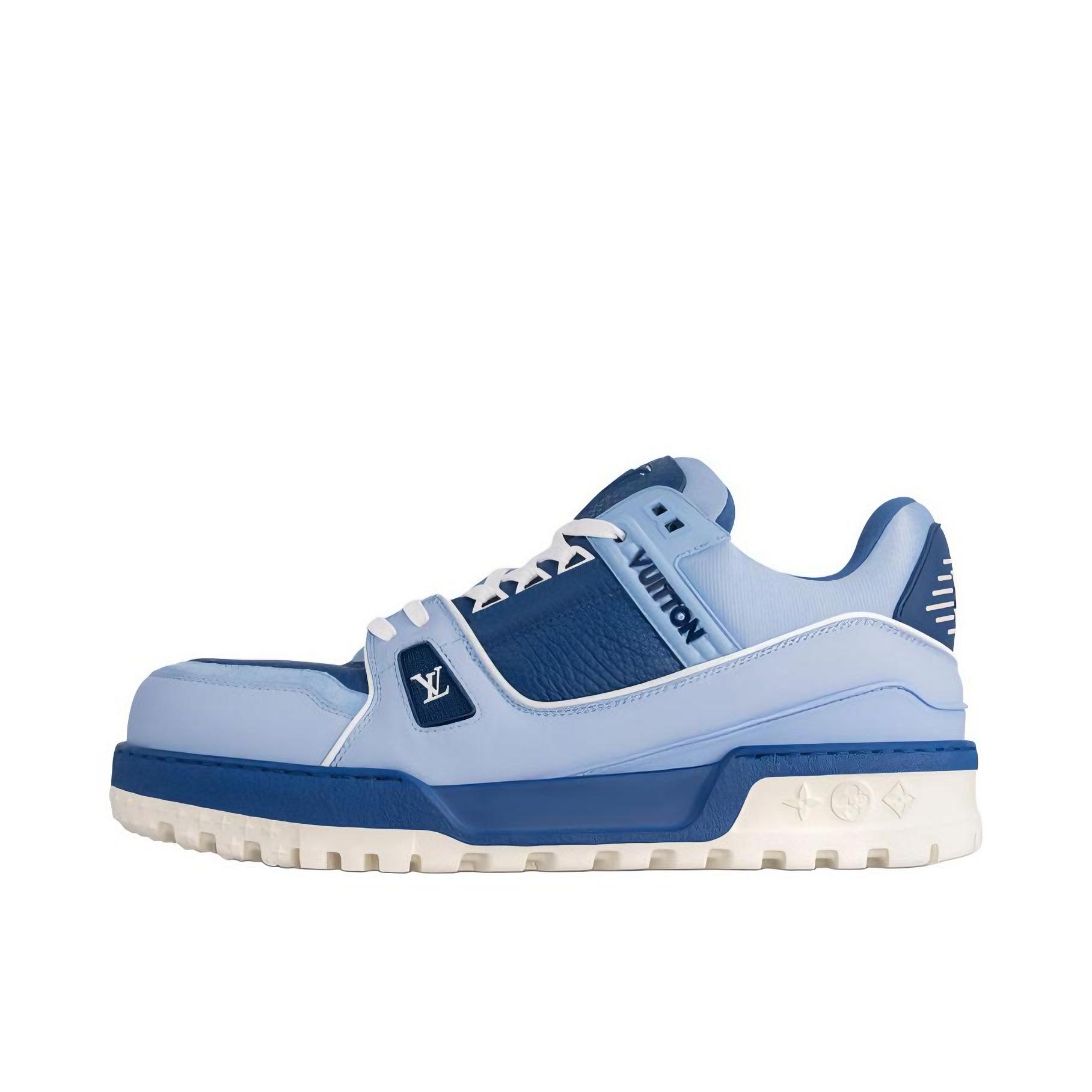 推荐商品：Louis Vuitton Trainer Maxi系列 小胖丁 系带 时尚 复古 牛皮革 板鞋 男款/蓝色