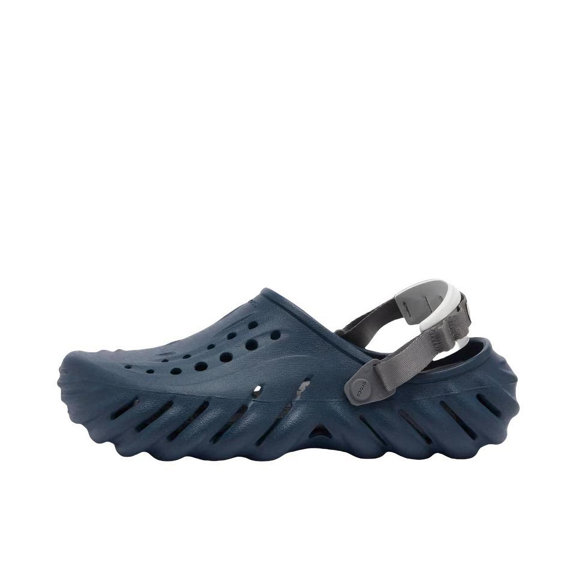 推荐商品：Crocs/卡骆驰 Echo Clog 波波 防滑包头 轻便舒适 一脚蹬 圆头 沙滩运动 涉水 缓震 洞洞鞋 凉鞋 暗蓝色