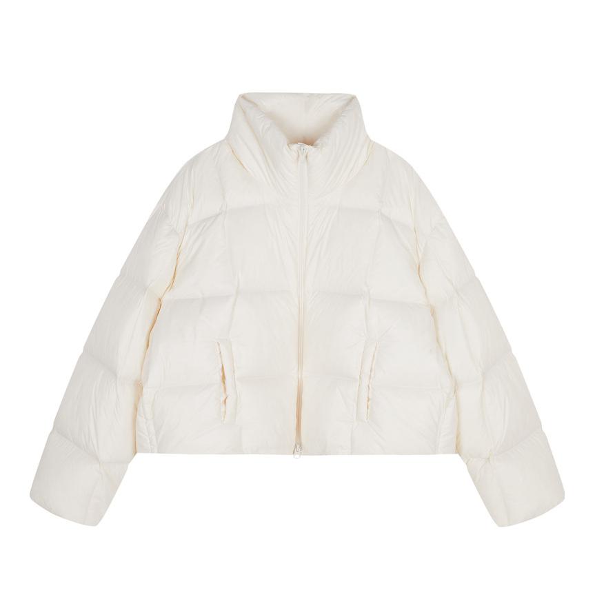 推荐商品：JNBY/江南布衣  短款95白鸭绒立领拉链羽绒服 男女同款 5OAC14660 乳白