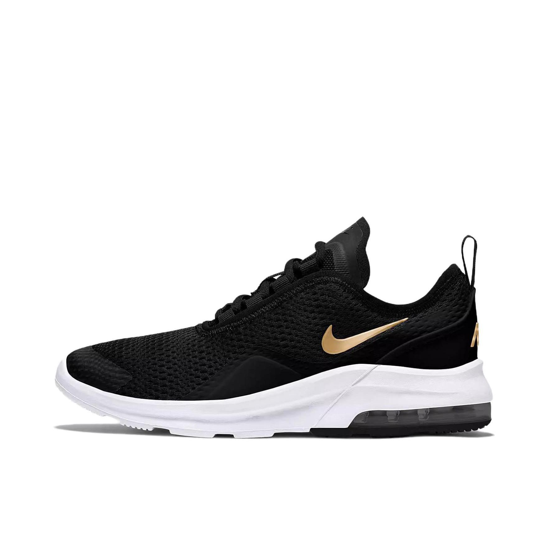 推荐商品：Nike Air Max Motion 2 气垫 减震透气 防滑耐磨 百搭复古 织物 支撑 运动休闲鞋 GS/黑色/白色/金色