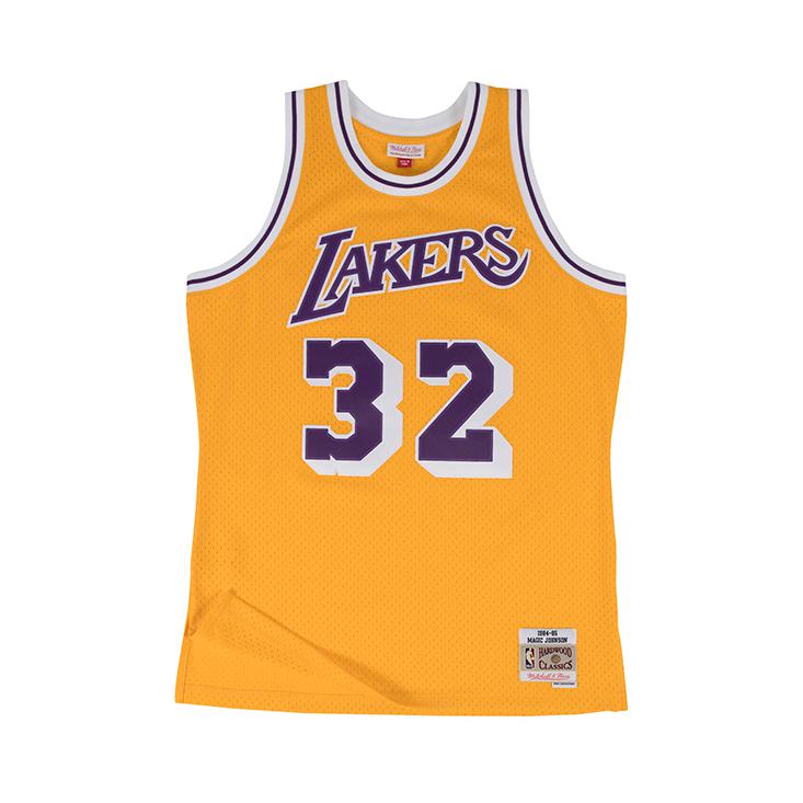Mitchell Ness NBA魔术师 约翰逊 湖人队 圆领复古数字印花32号球衣