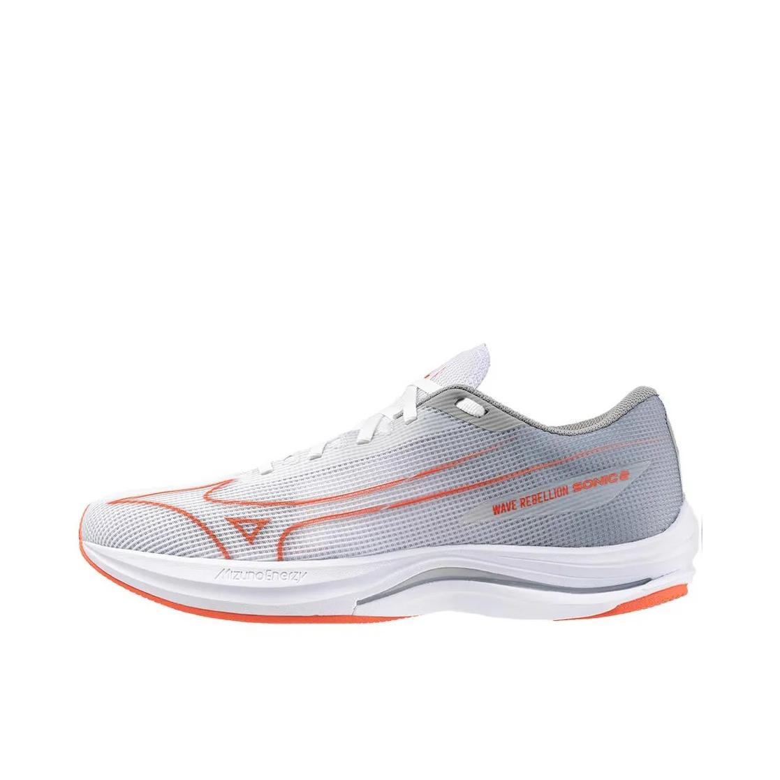 推荐商品：Mizuno/美津浓 WAVE REBELLION SONIC 2 防滑 低帮 休闲 圆头 跑鞋 灰色/白色