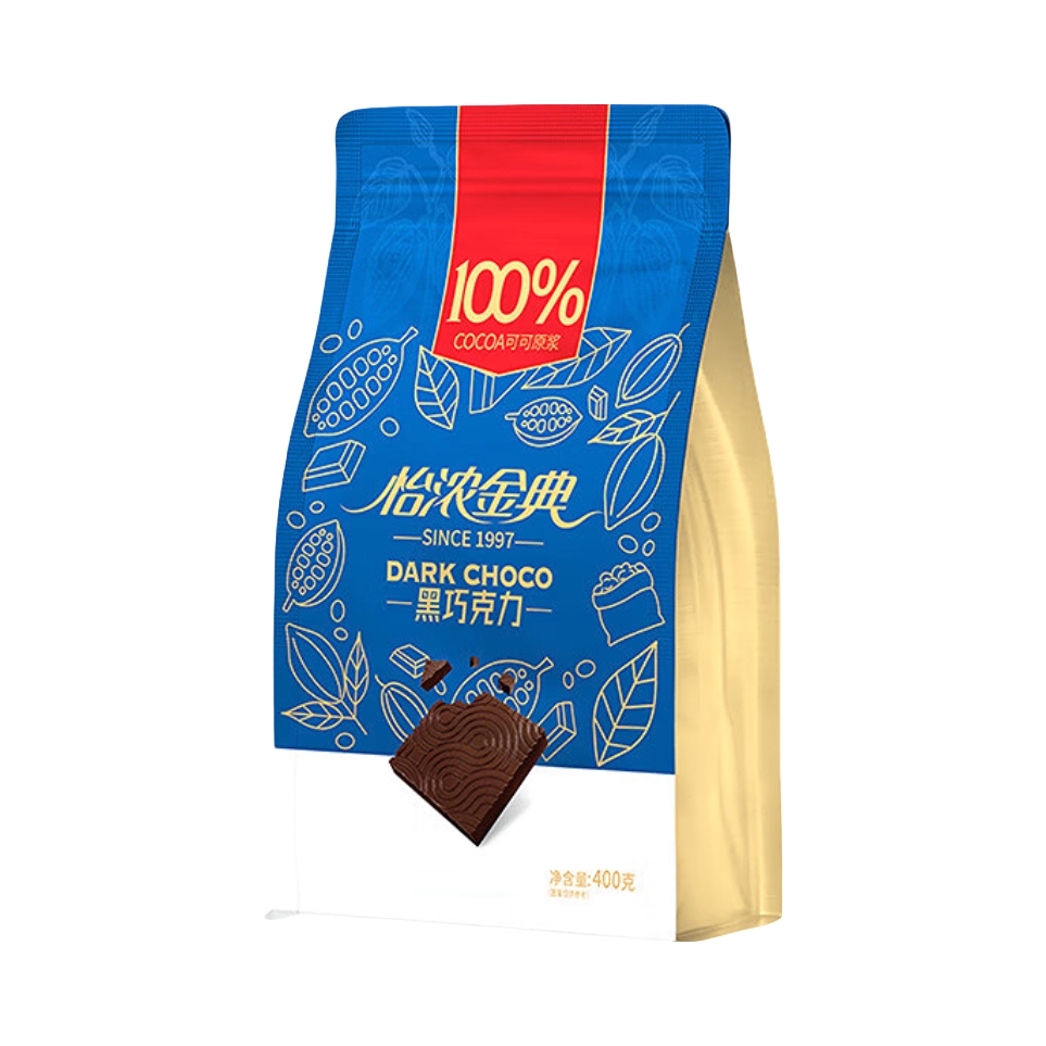 推荐商品：ENON/怡浓 金典系列 巧克力 400g 袋装 纯可可脂无添加蔗糖进口健身 100%COCOA