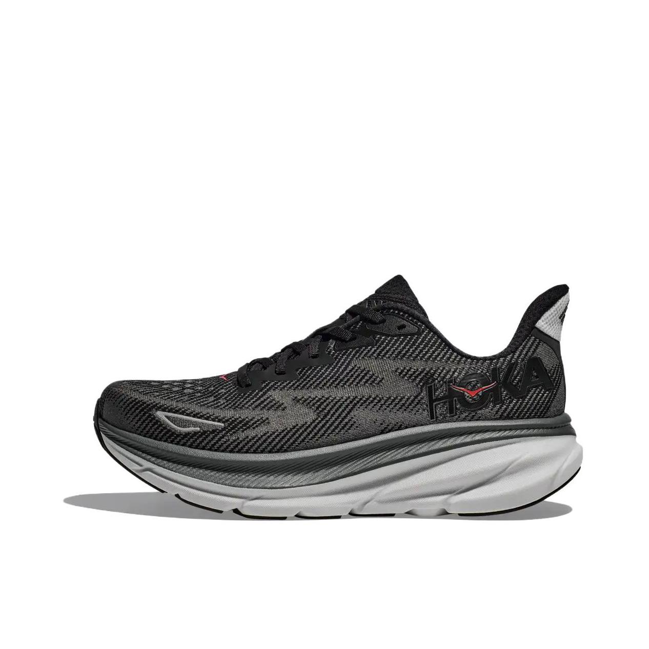 推荐商品：HOKA ONE ONE Clifton 9 克利夫顿 9 舒适减震 跑鞋 黑色/太空灰色