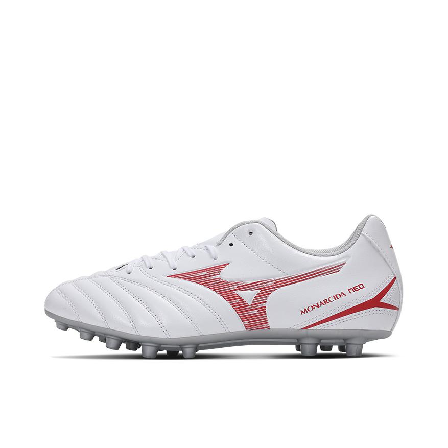 推荐商品：Mizuno/美津浓 Monarcida Neo III Select AG 中端 胶质短钉 减震耐磨 轻便百搭 圆头 足球鞋 骨白色/红色