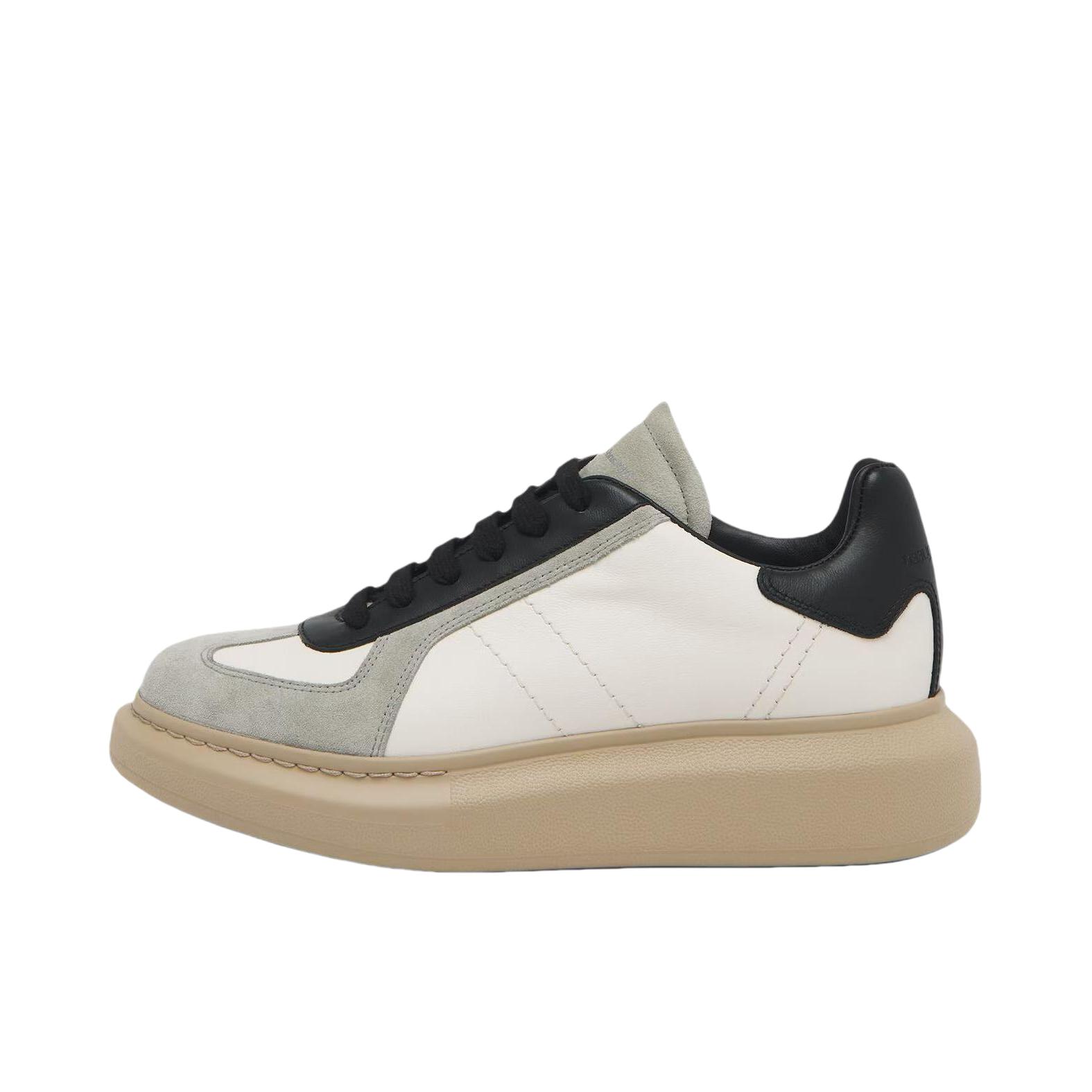 推荐商品：Alexander McQueen/亚历山大麦昆 圆头 系带 橡胶 运动休闲鞋 男款/灰色/白色