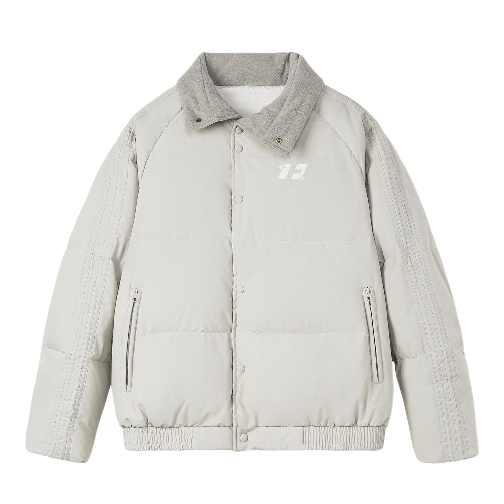 推荐商品：【黄俊捷同款】FORNINES 美式三防白鸭绒防寒保暖立领羽绒服 男女同款 FN418 浅灰