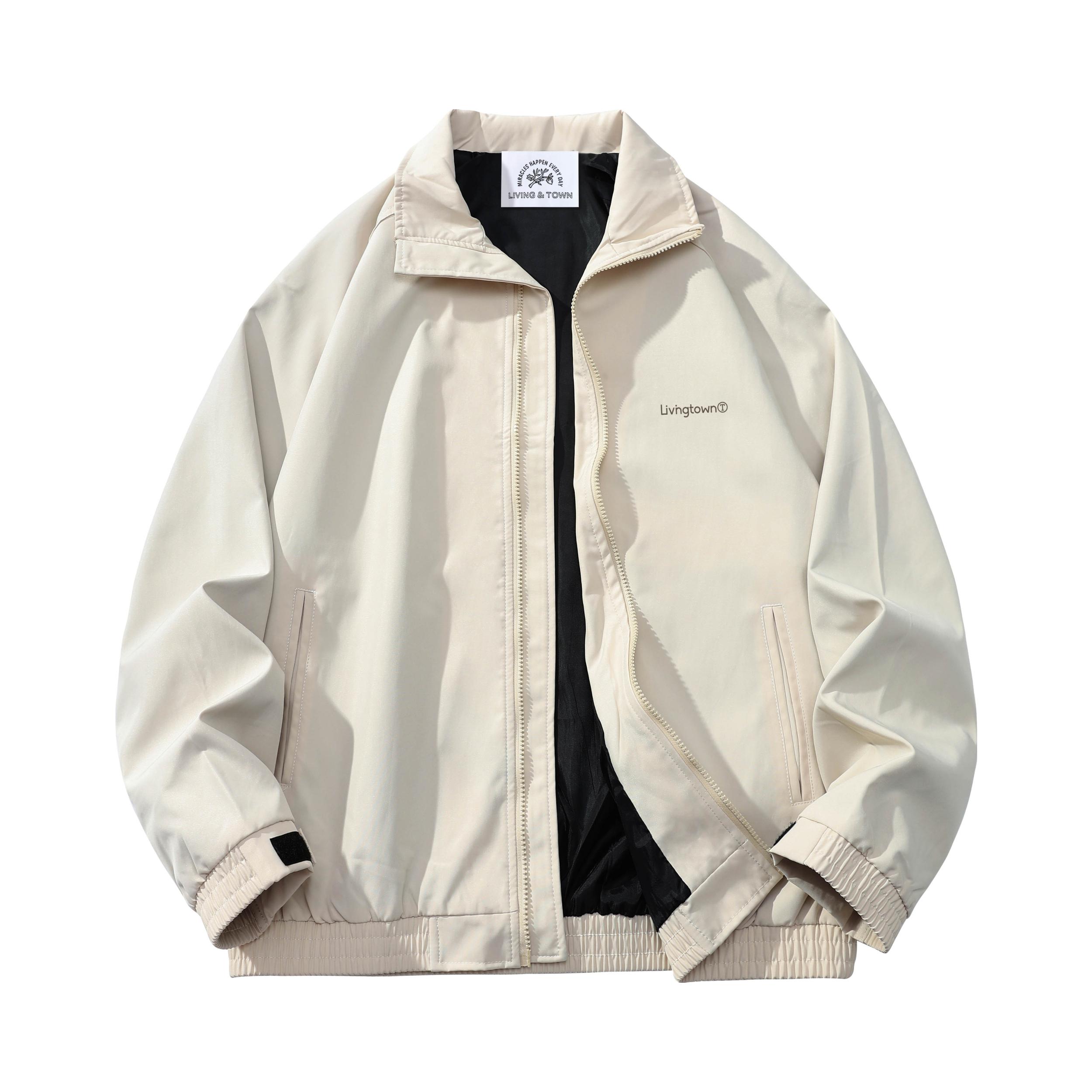 推荐商品：LivingTown  印花立领落肩袖飞行夹克 男女同款 LQ8916 杏