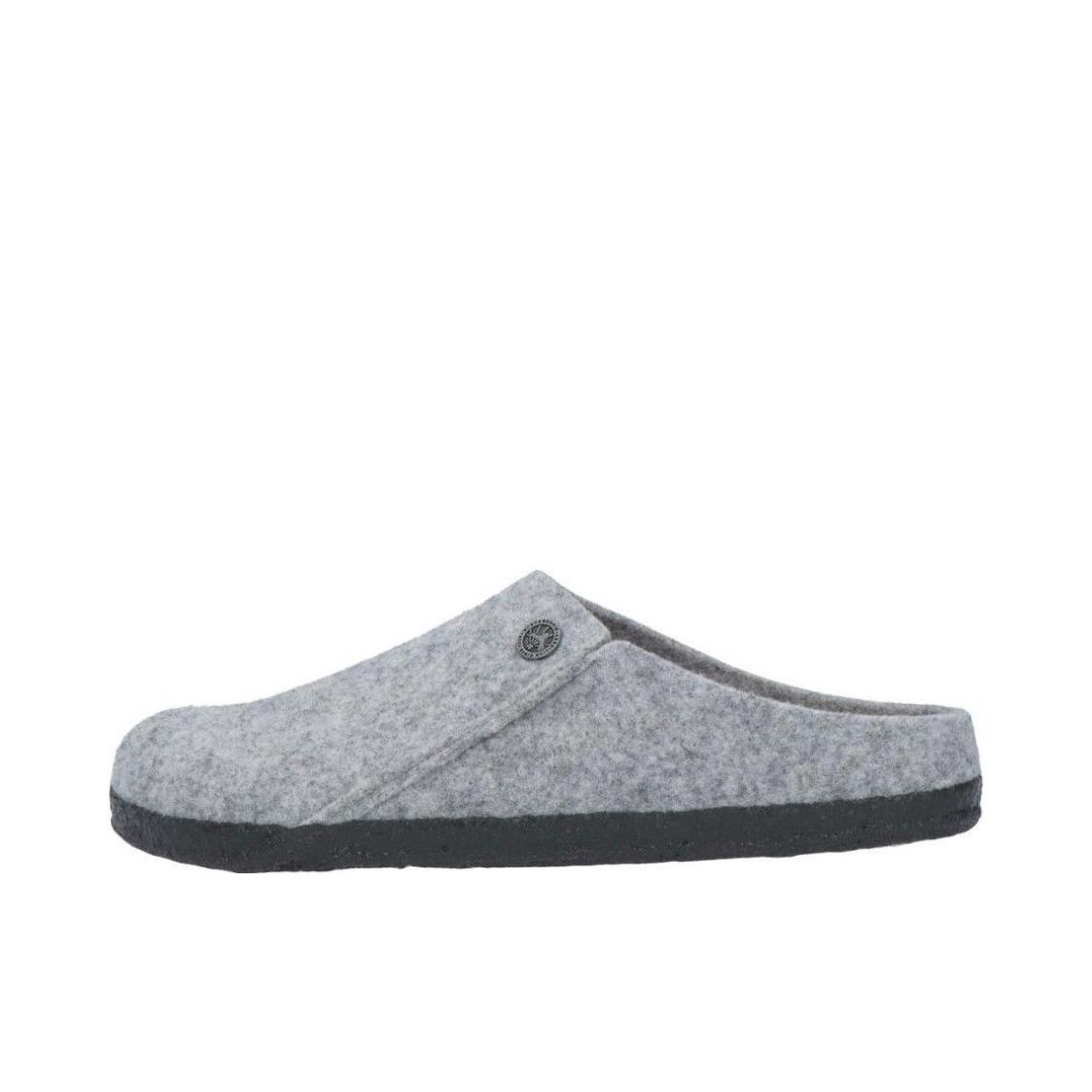推荐商品：Birkenstock Zermatt系列 包头 绒面 圆头 防磨 软木 织物 羊毛毡 勃肯鞋 秋冬 拖鞋 浅灰色/黑色