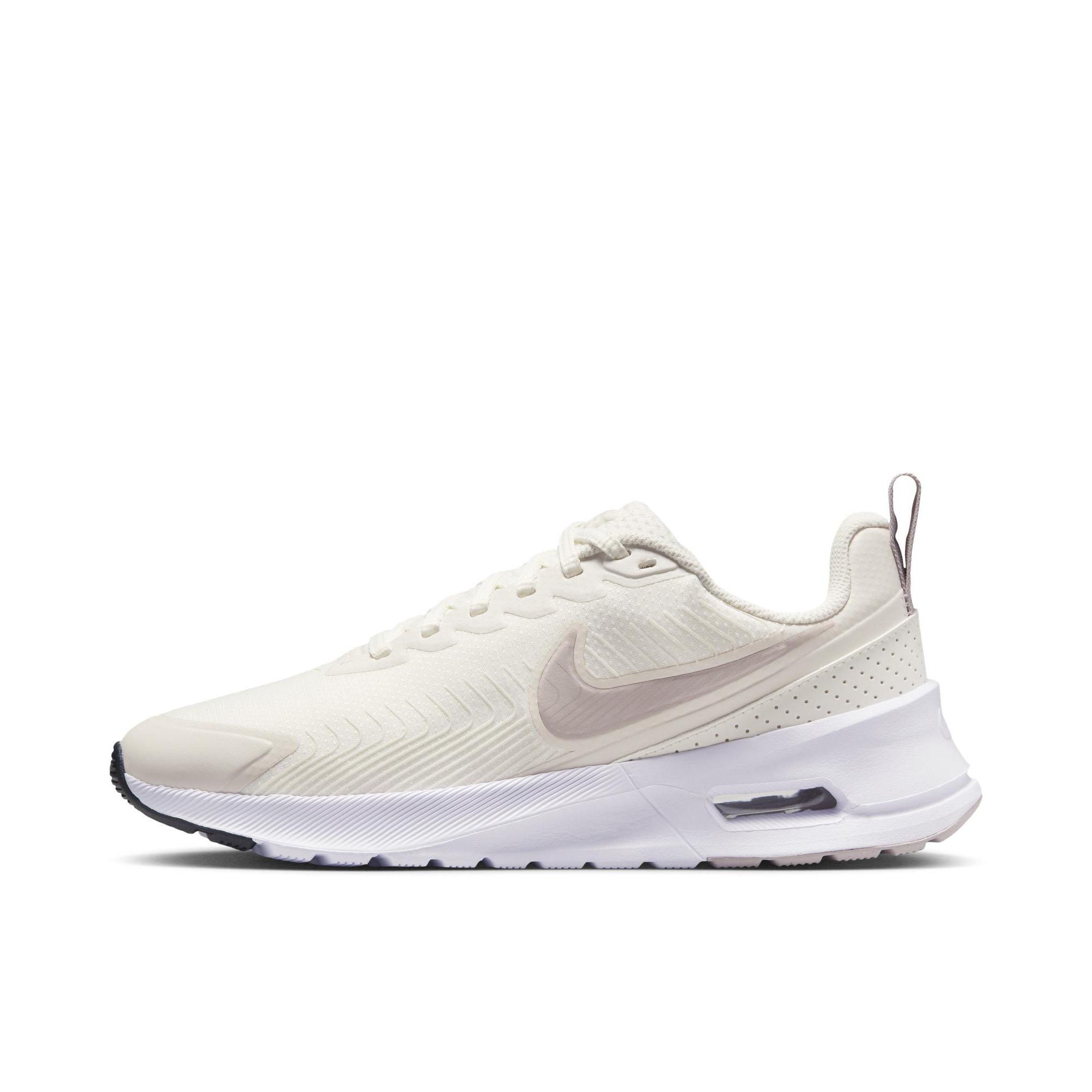 推荐商品：Nike Air Max Nuaxis 跑鞋 网面透气防滑耐磨舒适轻便系带缓震回弹百搭支撑抓地 帆白/幻影灰白/彗星红/灰紫色