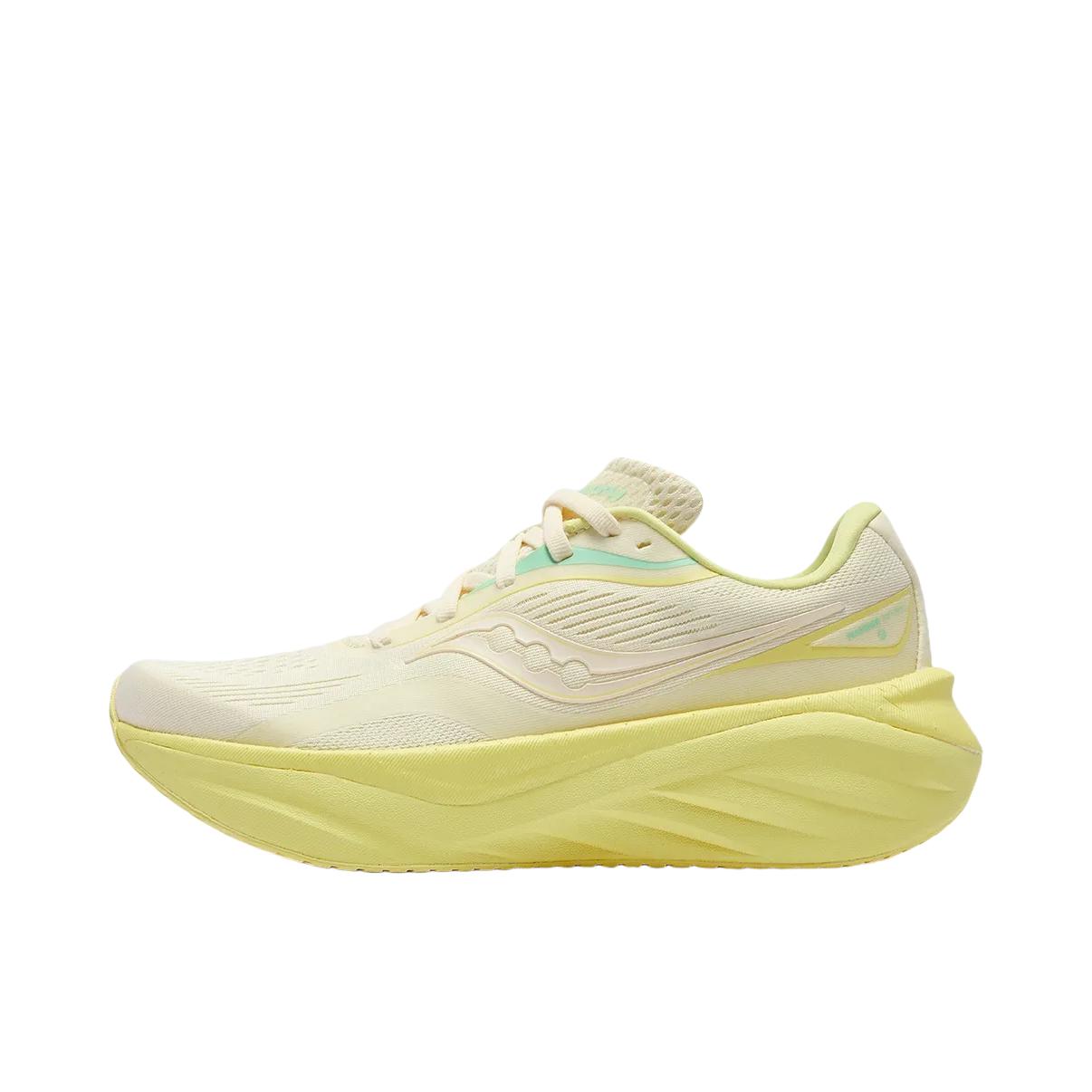 推荐商品：Saucony/索康尼 Phoenix Inferno 4 火鸟 缓震 轻便回弹 网面透气 稳定支撑 防滑 慢跑 跑鞋 女款/米色/黄色