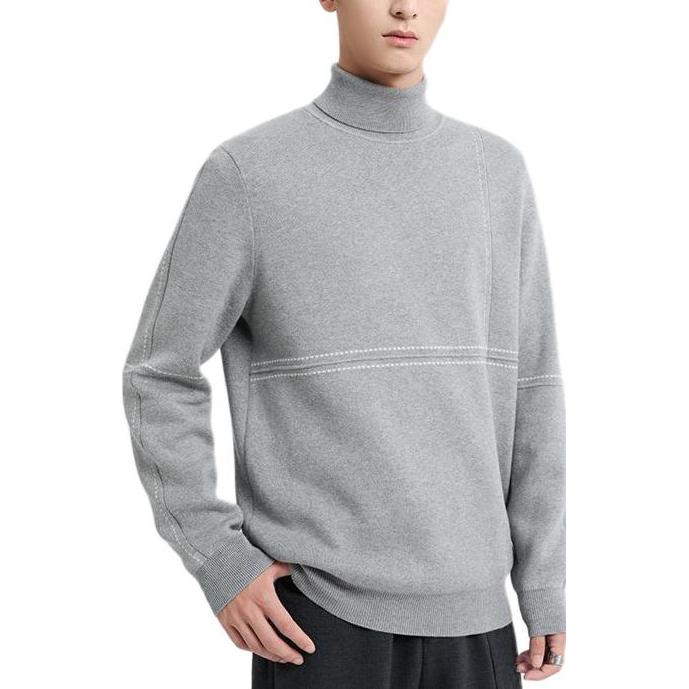 推荐商品：黑择明 韩版高领内搭保暖针织毛衣 男女同款 DQDR07 灰