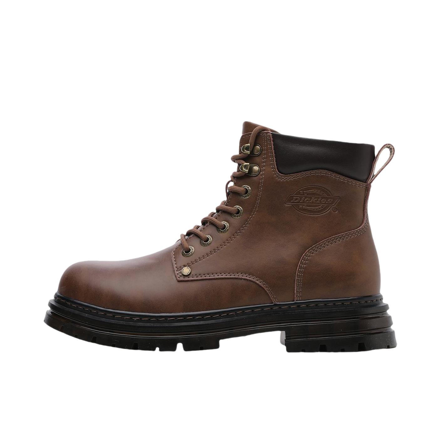 推荐商品：Dickies  舒适休闲 防滑耐磨 潮流百搭 厚底增高 英伦风 大黄靴 工装靴 马丁靴  224W50DK0202 黑色/棕色
