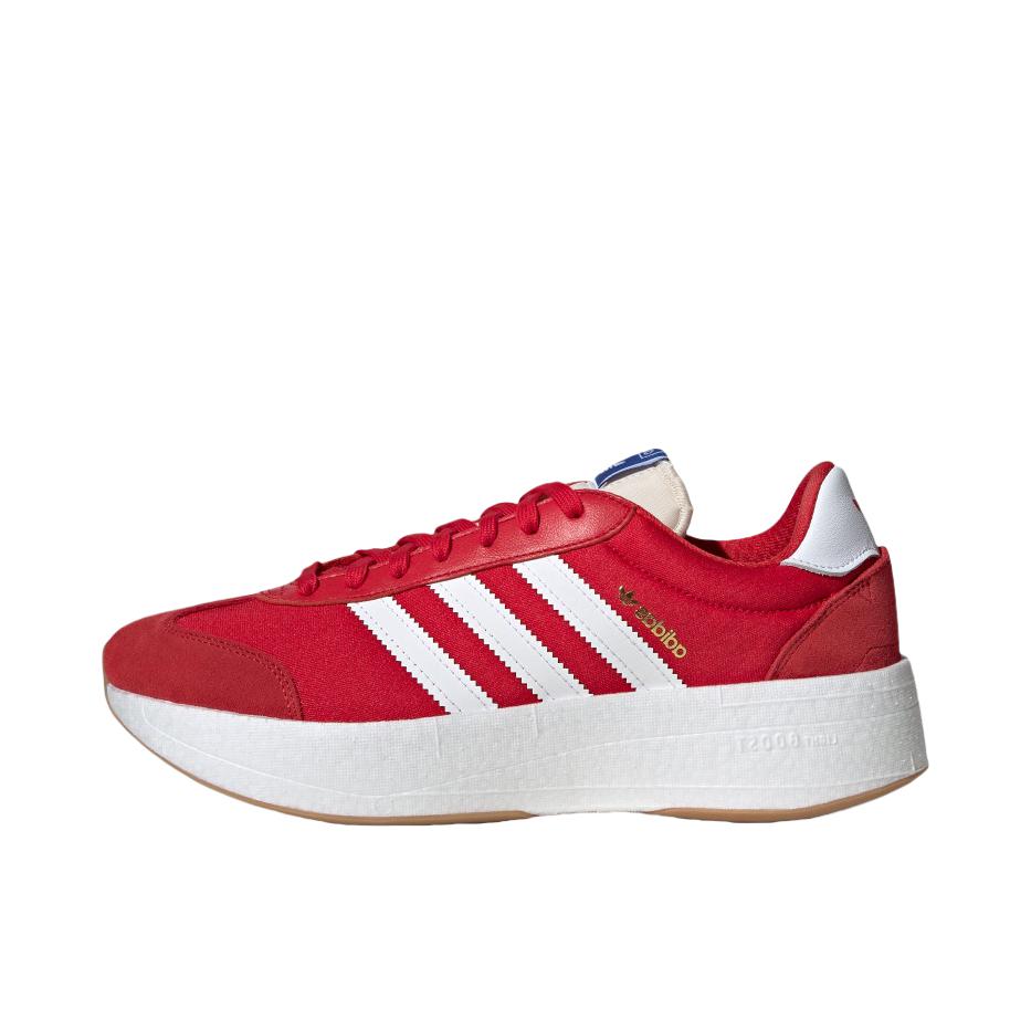 推荐商品：adidas Originals CITY RNR 经典时尚 百搭简约 舒适轻便 防滑耐磨 低帮 运动休闲鞋 浅猩红/白色/汉玉白