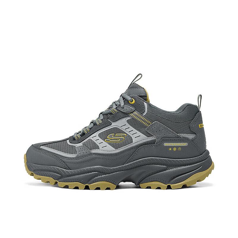 推荐商品：Skechers  绑带 耐磨 高帮 登山  户外鞋  237742C 木炭色/黄色