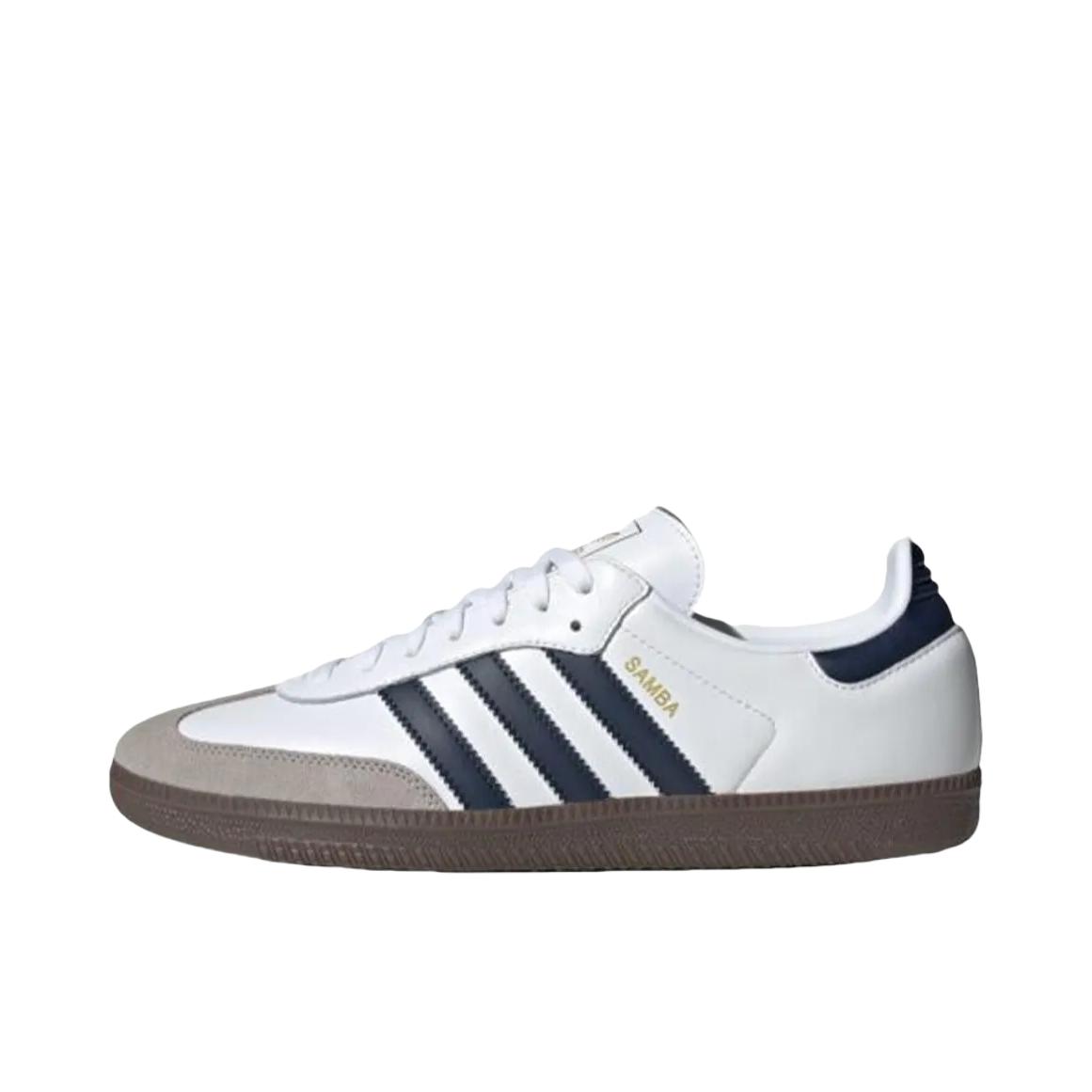 推荐商品：adidas Originals Samba OG T头鞋 板鞋 经典复古舒适百搭耐磨合成革圆头薄底贴合 白色/蓝色/深棕色