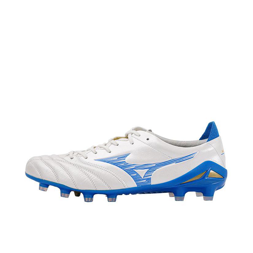 推荐商品：Mizuno/美津浓 Morelia NEO 4 FG 防滑耐磨 圆头 胶质长钉 天然草地 足球鞋 蓝色/白色