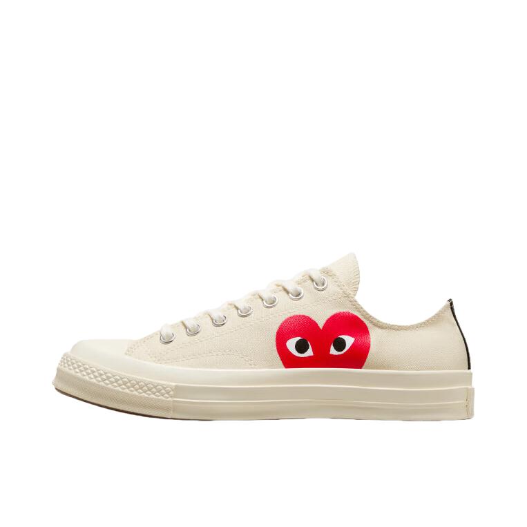 推荐商品：Converse/匡威 Chuck 70 帆布鞋 防滑耐磨薄底轻便透气舒适百搭复古时尚贴合圆头流光风 CDG Play联名/低帮/白色