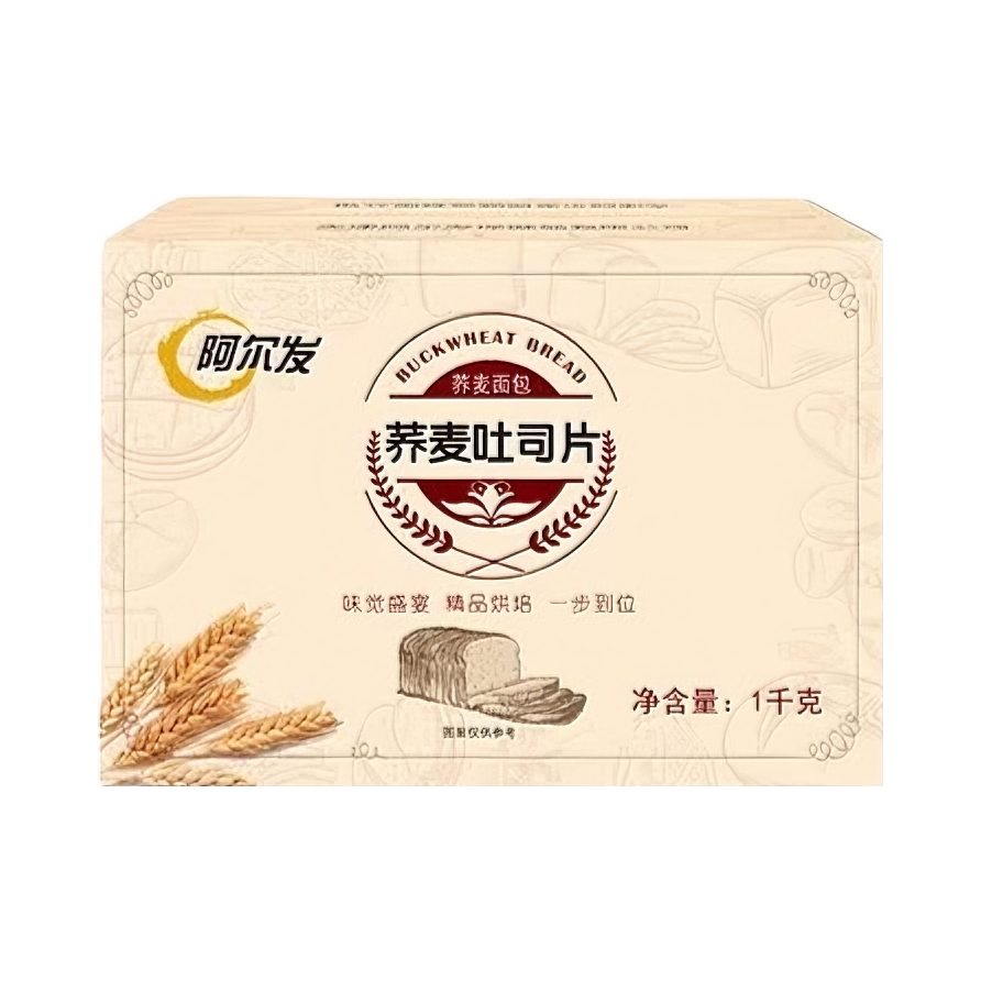 推荐商品：阿尔发 代餐面包 1kg 箱装 荞麦