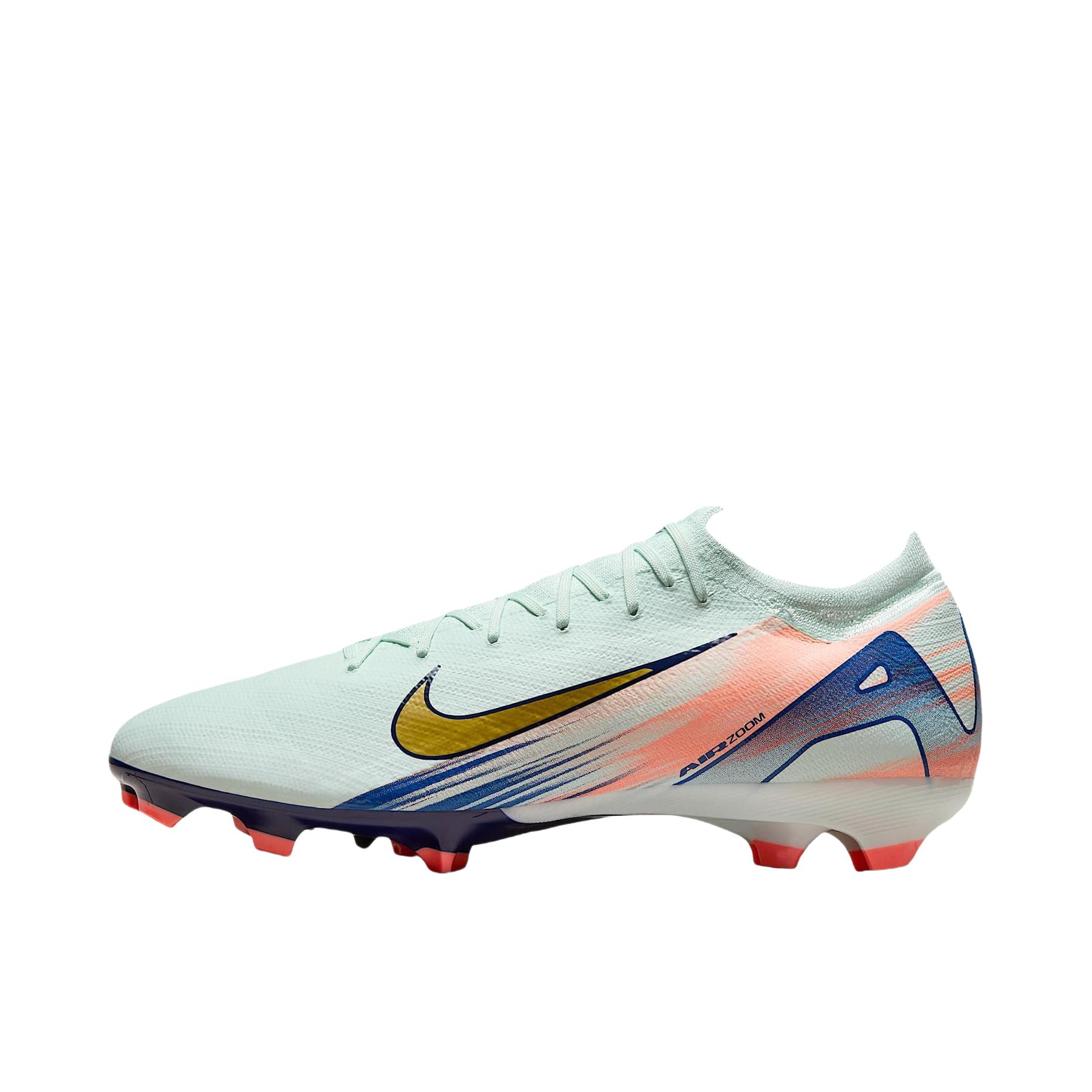 推荐商品：Nike Mercurial Vapor 16 Pro FG 次顶级 胶质长钉 硬质天然草场 减震 防滑耐磨 足球鞋 淡绿色/红色/金色