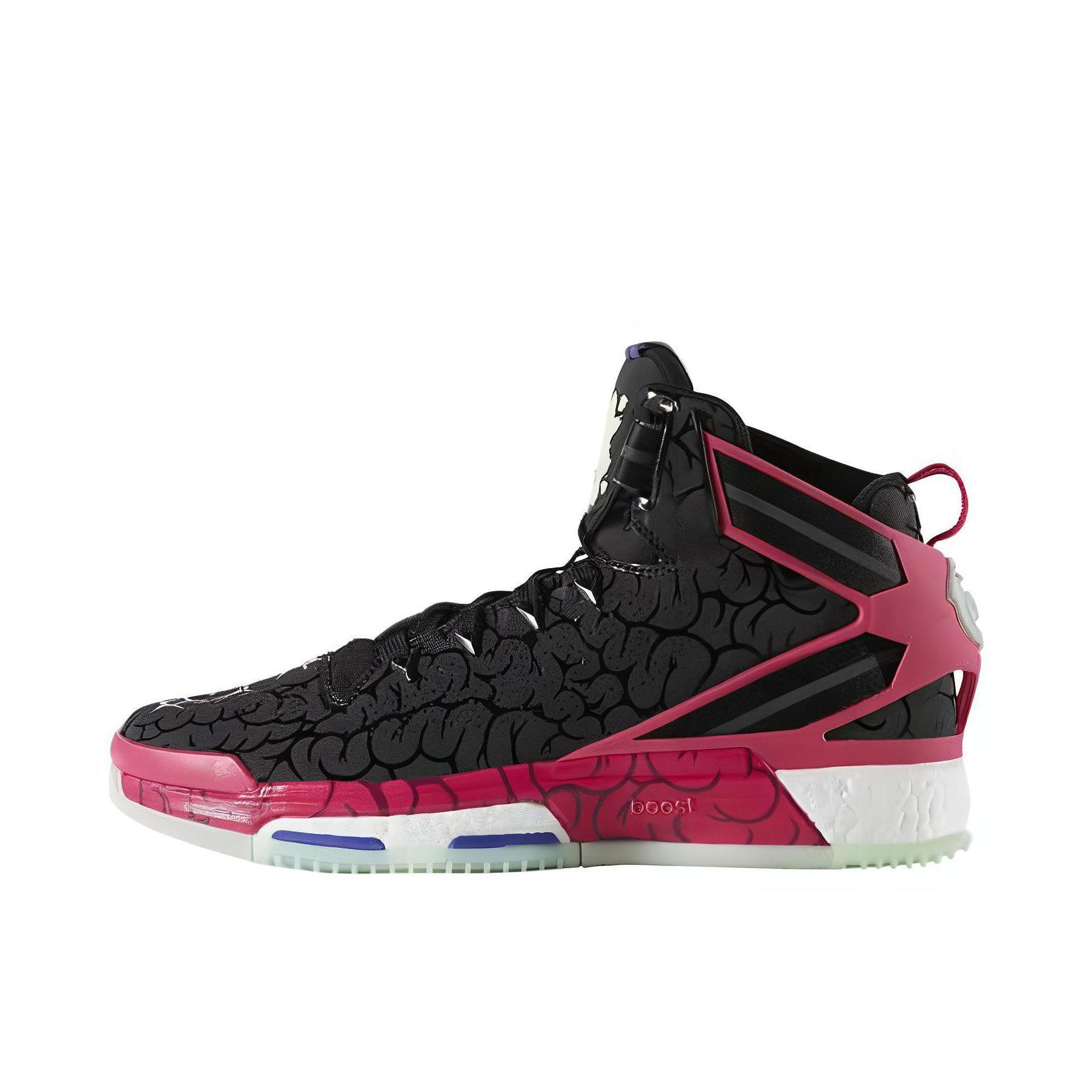 推荐商品：adidas D Rose 6 篮球鞋 防滑耐磨减震实战包裹性回弹圆头织物高帮 Core Black/Bold Pink 万圣节   