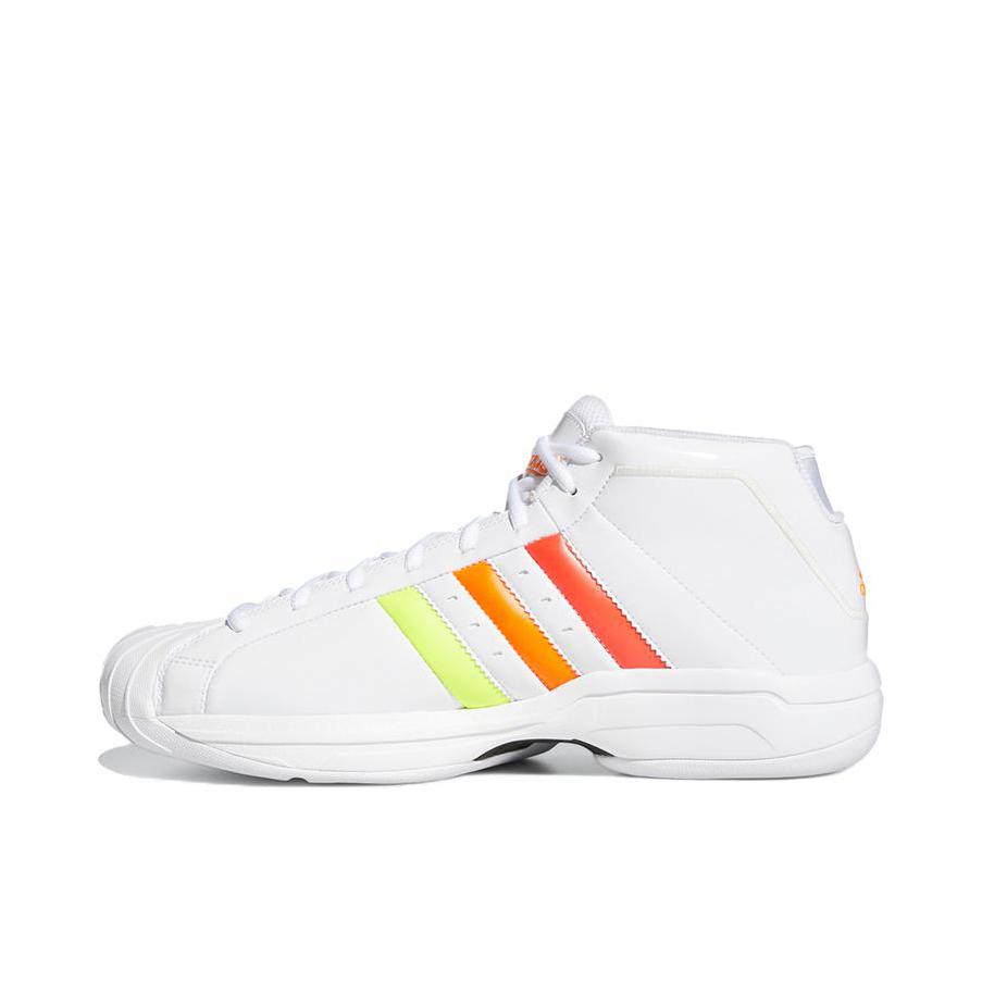 推荐商品：adidas Pro Model 2G 篮球鞋 实战训练减震防滑耐磨 白色/橙色/绿 色