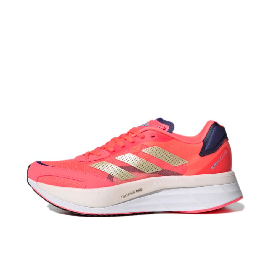 推荐商品：adidas Adizero Boston 10 跑鞋 玻纤柱马拉松耐穿支撑训练 女款/ 橙色 /金色/白色
