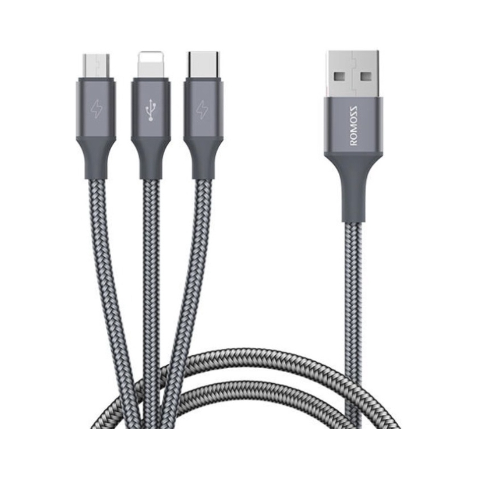 推荐商品：ROMOSS/罗马仕 3.5A 三合一 编织数据线 快充 车载 适用华为/小米/荣耀/苹果 CB25N