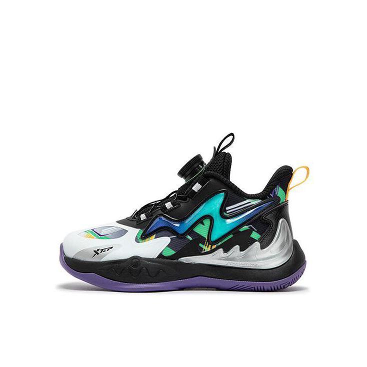 推荐商品：特步 猎鹰1.0 旋钮扣 防滑 减震 儿童篮球鞋 小童/黑色/特步白