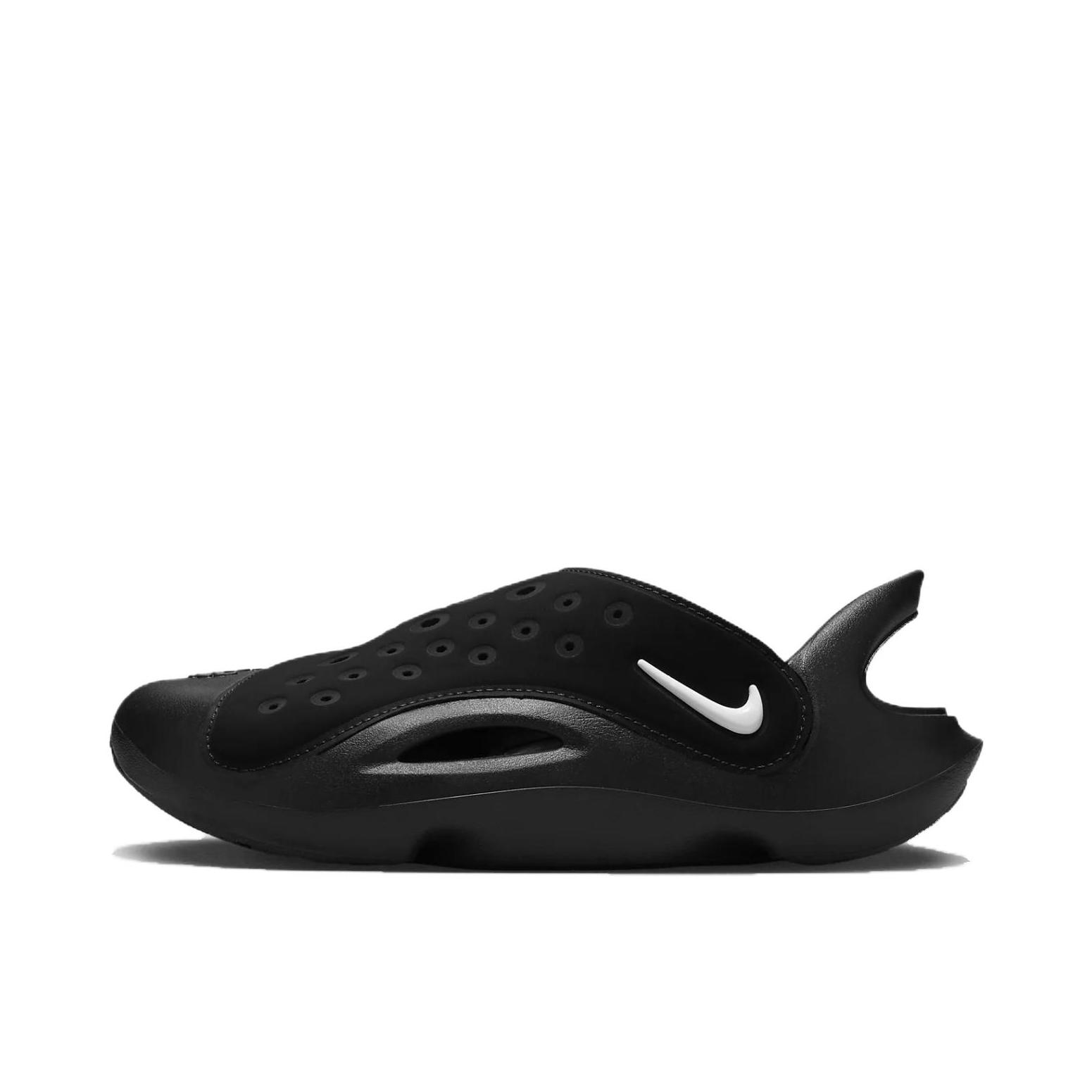 推荐商品：Nike AQUA SWOOSH 包头 支撑 溯溪 一脚蹬 运动 凉鞋 大童/黑色/白色/煤黑