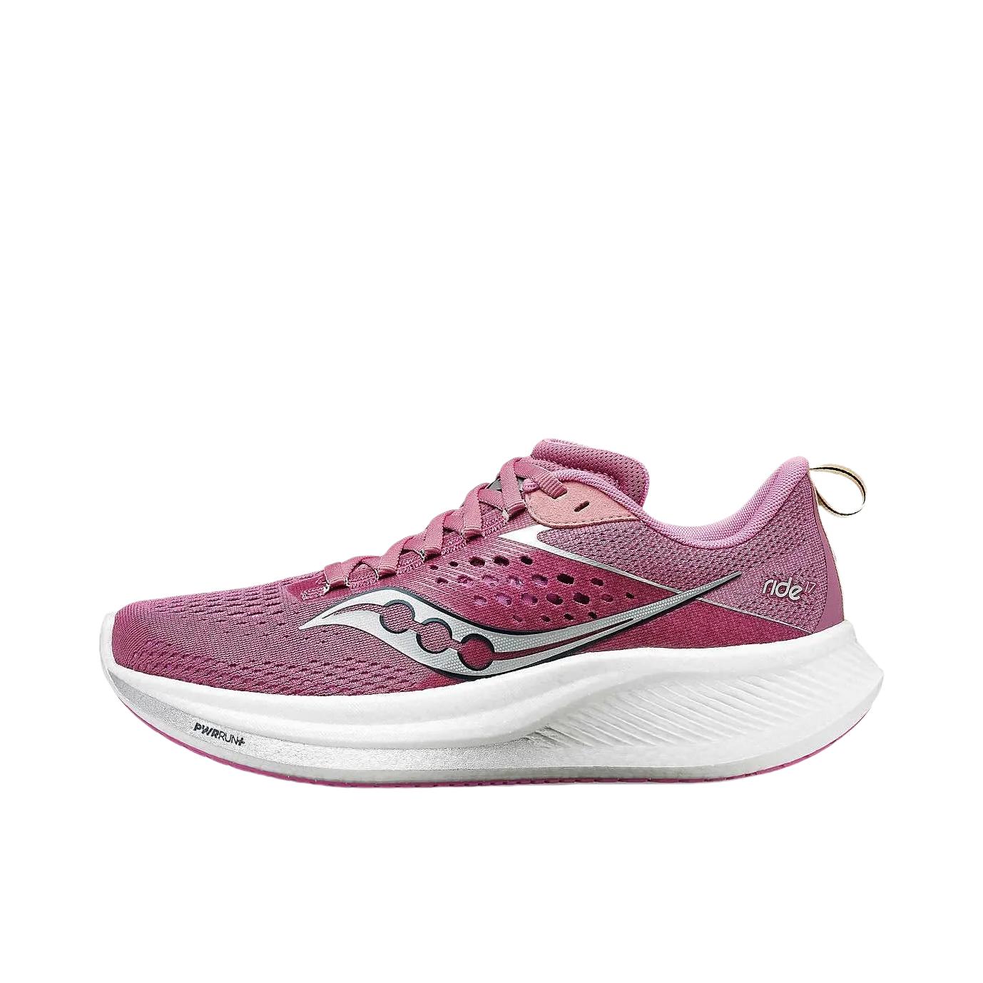 推荐商品：Saucony/索康尼 RIDE驭途17 防滑耐磨 网布透气 减震回弹 支撑平衡 慢跑 跑鞋 M宽/女款/粉色